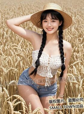 美人稻田海报墙贴中国风可爱清新美女图案自贴宿舍卧室装饰贴画