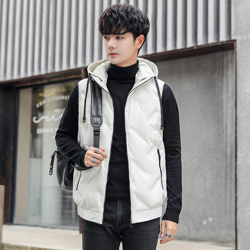 标80%白鸭绒男士羽绒马甲情侣青年连帽外套男DB6562-P95图片