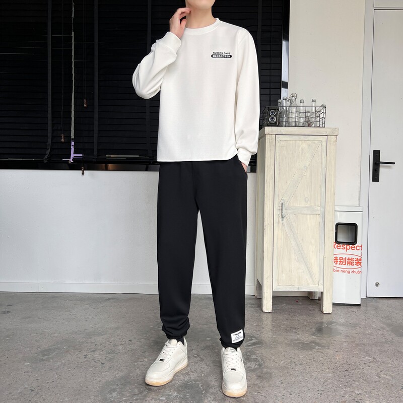 长袖ins潮牌卫衣男春秋季套头搭配帅气高级感青年潮两件套套装P75,男装卫衣,星座1210A