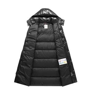 高版本90%鹅绒羽绒服潮牌长款亮面连帽加厚冬季外套男女138-P230图片