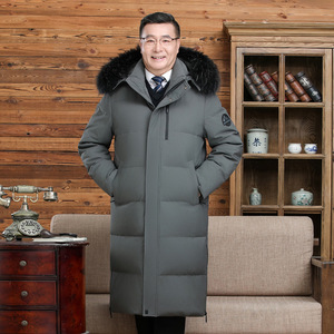 爸爸装长款过膝真毛领90%鹅绒服连帽零下极寒保暖外套P350568图片