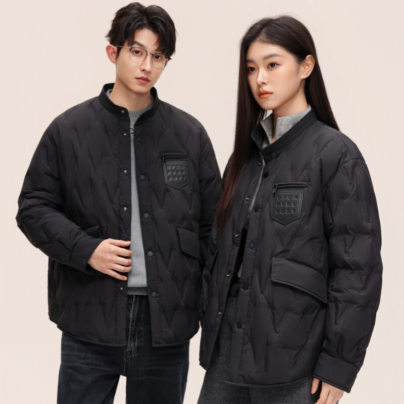 标90%秋冬潮牌轻薄羽绒服时尚立领衬衫菱形男女白鸭绒外套P210,男装羽绒服,星座1210A