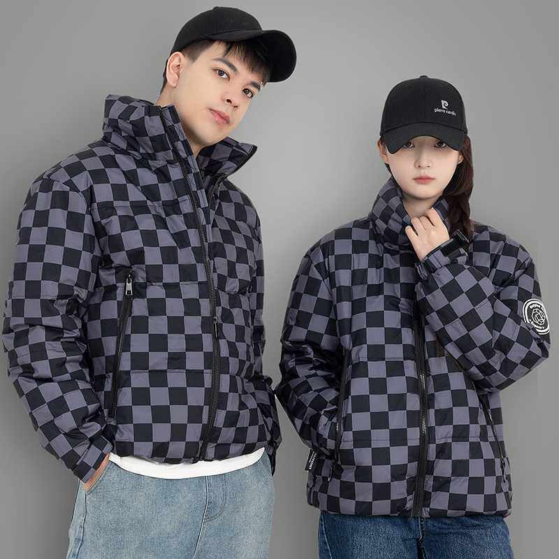 （带报告）90%白鸭绒羽绒服立领棋盘格子加厚外套DB06-P210图片