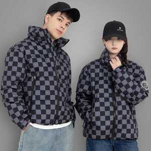 （带报告）90%白鸭绒羽绒服立领棋盘格子加厚外套DB06-P210图片
