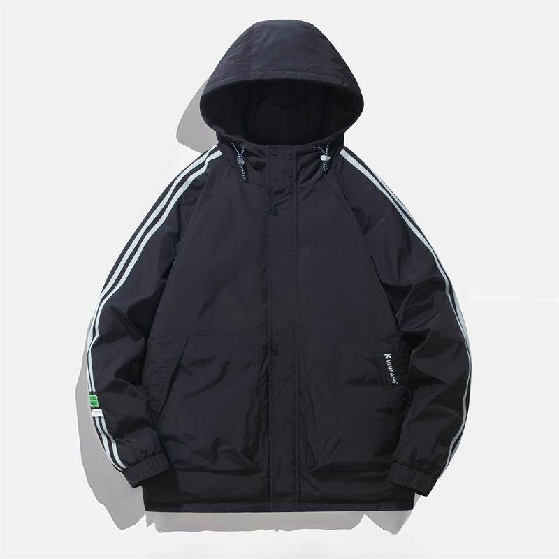 条纹连帽羽绒服男女同款短款冬情侣潮牌加厚白鸭绒外套yr236-P115,男装羽绒服,星座1210A