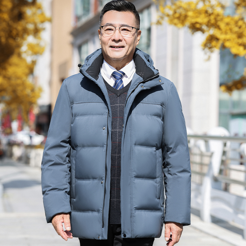 冬装男士休闲男短款连帽加厚保暖羽绒服爸爸装爷爷中老年外套P150，男装羽绒服，星座1210A