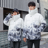 现货冬潮牌羽绒服情侣时尚连帽雪山渐变户外青少年INS风yr26-P80，男装羽绒服，星座1210A