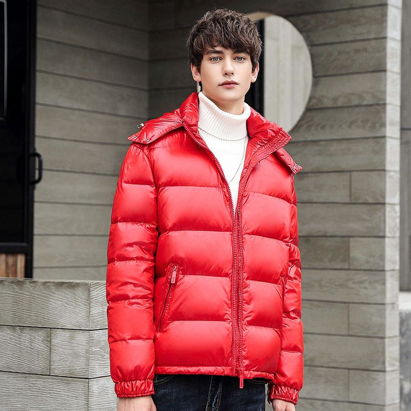 新标80%白鸭绒羽绒服纯色光板男士短款亮面外套潮7581-P180,男装羽绒服,星座1210A