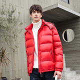 新标80%可纯色光板短款亮面白鸭绒羽绒服加厚外套7581-P180，男装羽绒服，星座1210A