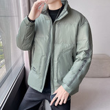 港风标50%白鸭绒羽绒服冬季男短款保暖时尚立领外套男7503-P120，男装羽绒服，星座1210A