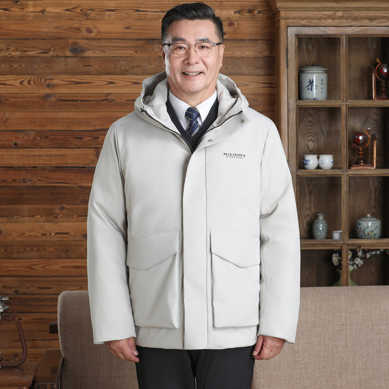 新中老年商务休闲连帽短款保暖加厚高品质白鸭绒羽绒服DB952-P210，男装羽绒服，星座1210A