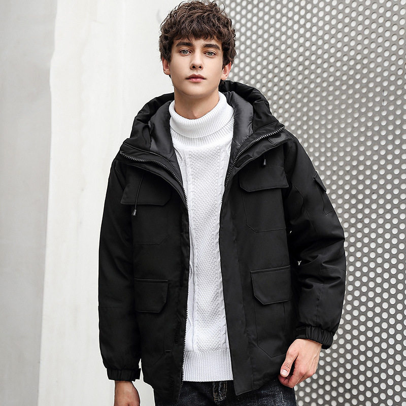 跨境标80%白鸭绒男式羽绒服男短款韩版工装情侣羽绒服7583-P150,男装羽绒服,星座1210A