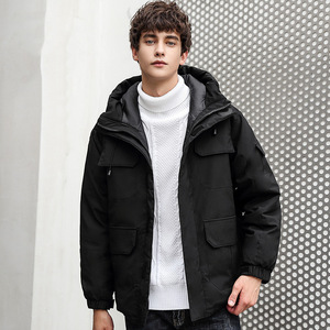跨境标80%白鸭绒男式羽绒服男短款韩版工装情侣羽绒服7583-P150