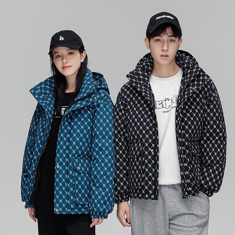 冬装男女潮情侣加厚面包服90白鸭绒羽绒服保暖休闲外套yr234-P110图片