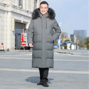爸爸装长款过膝真毛领90%鹅绒服连帽零下极寒保暖外套P350568图片