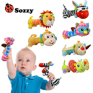 镜子手摇棒 bb棒 爬爬棒 sozzy婴儿多功能动物镜面儿童玩具手摇铃