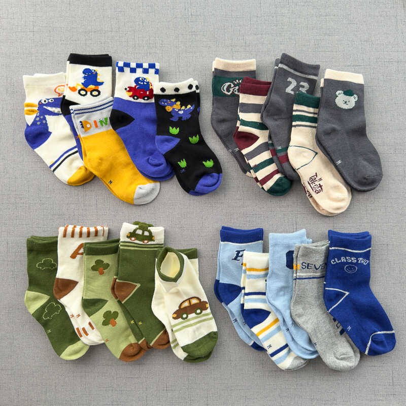 卡通儿童秋冬中筒袜5双装