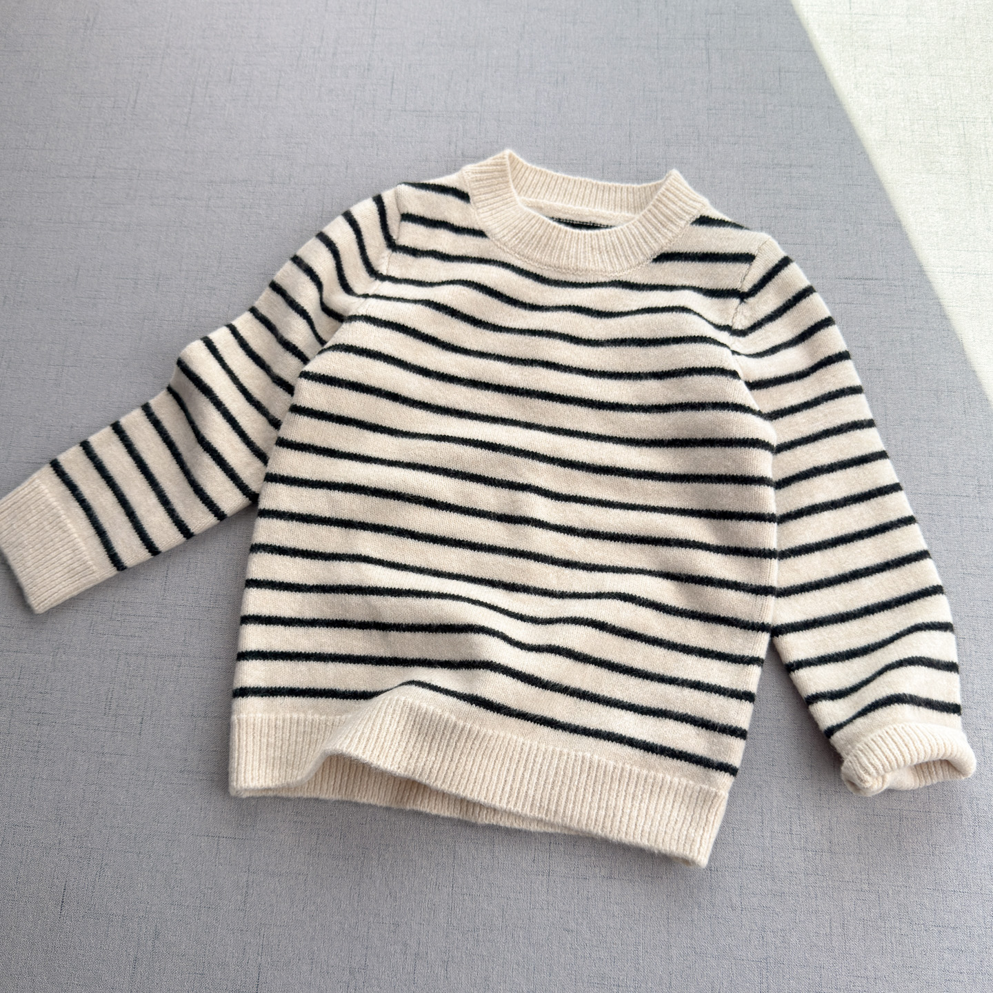 45%羊毛~条纹圆领毛衣儿童秋冬