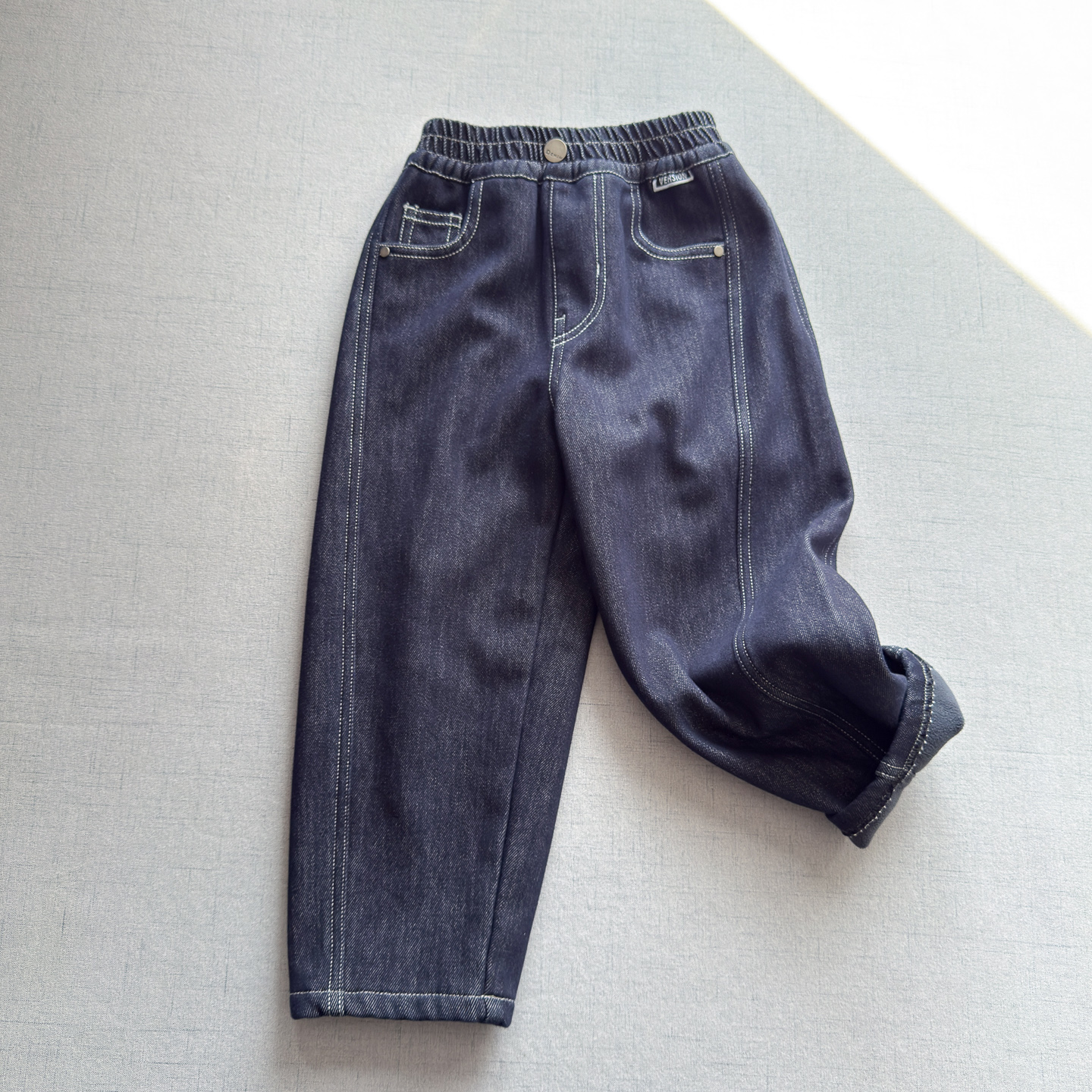 环保印染~加绒原色牛仔裤男童