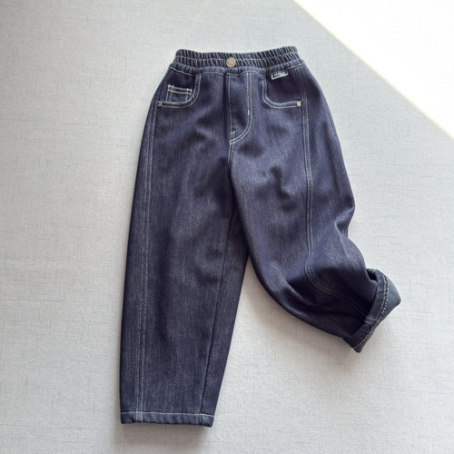 环保印染~加绒原色牛仔裤男童