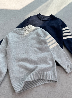 45%羊毛~英伦风毛衣100-160 儿童男童秋冬休闲羊毛衫圆领针织衫