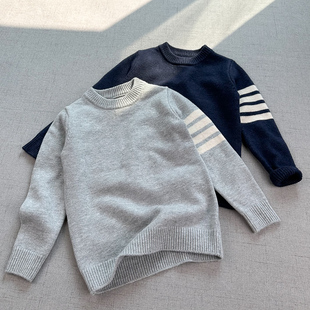 圆领针织衫 45%羊毛 儿童男童秋冬休闲羊毛衫 160 英伦风毛衣100