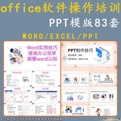 office办公WordExcelPPT软件操作技巧培训课件PPT模板幻灯片基础
