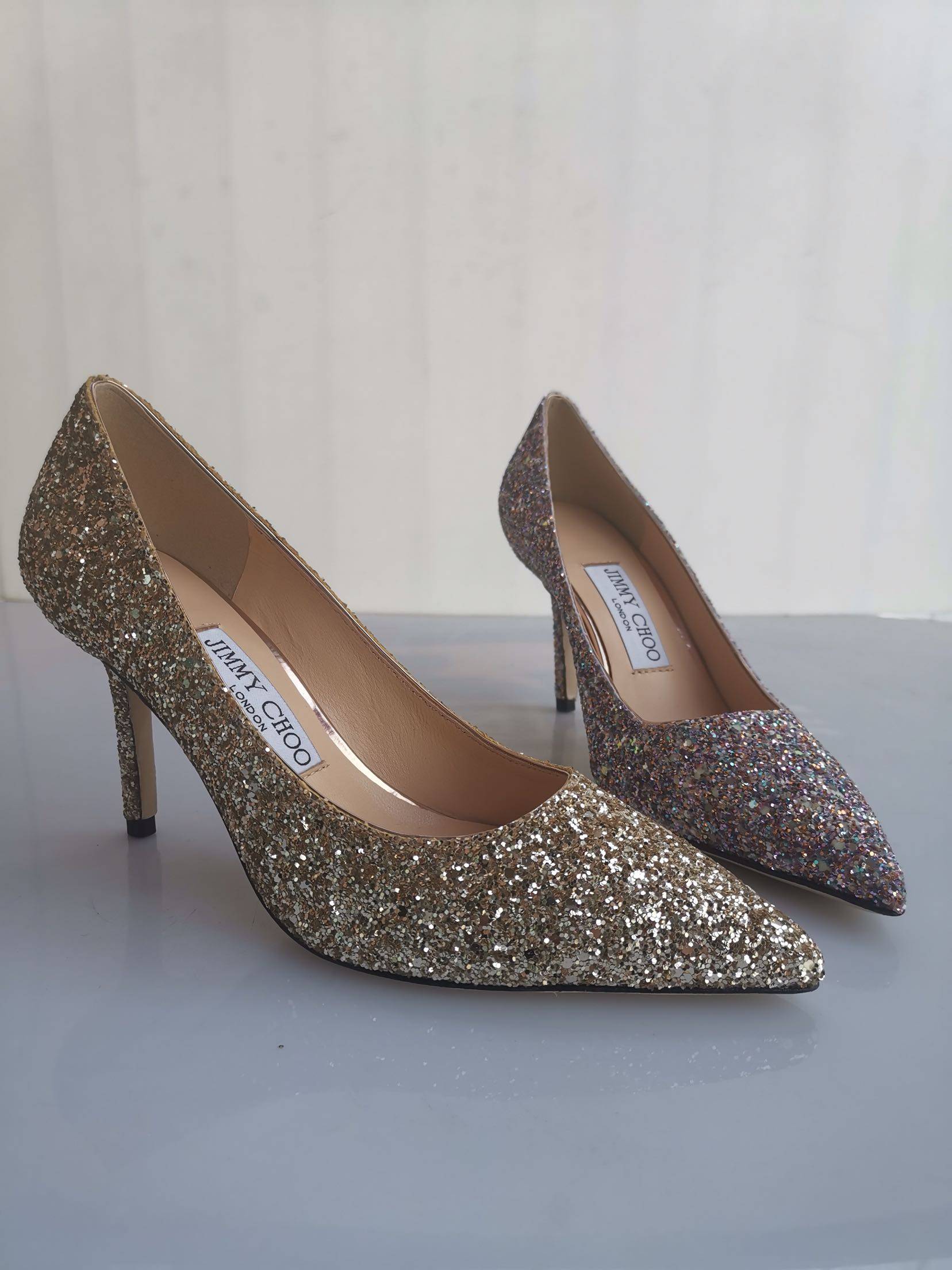 2021jc新品细高跟尖头夜光闪光格力特真皮婚鞋晚宴聚会质感女单鞋