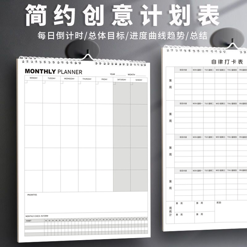 无品牌简约可挂计划表