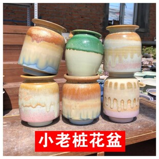 景德镇粗陶透气多肉花盆手工拉坯控型控养小老桩复古森系多肉花盆