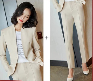 西装 气质无领西服女裤 套装 正装 两件套 春秋职业装 清衣柜二手