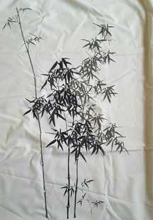 孤品 中国风手绘系列 墨竹 白色羊毛麻宽幅面料