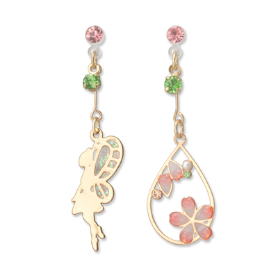 日本ins少女樱花与花仙子森系仙女树脂耳环耳夹无耳洞耳饰