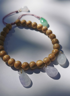 原创手工 紫翡翠小钱袋 沉香手串 手链