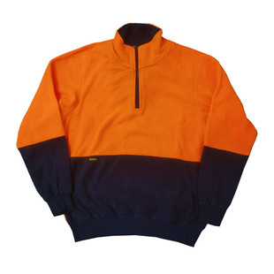 外贸秋冬男加绒保暖卫衣大码 荧光半拉链套头卫衣Y324 休闲上衣长袖