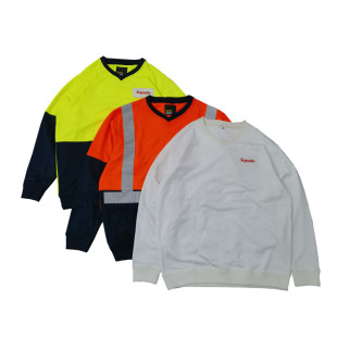 库存尾货鸡心领V领螺纹袖 宽松显眼高可视套头卫衣Y325男 工装