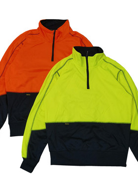 库存尾货撞色显眼宽松半拉链户外保暖立领套头工装卫衣Y305男