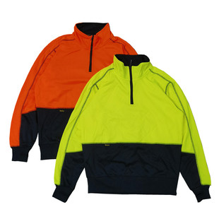 库存尾货撞色显眼宽松半拉链户外保暖立领套头工装卫衣Y305男