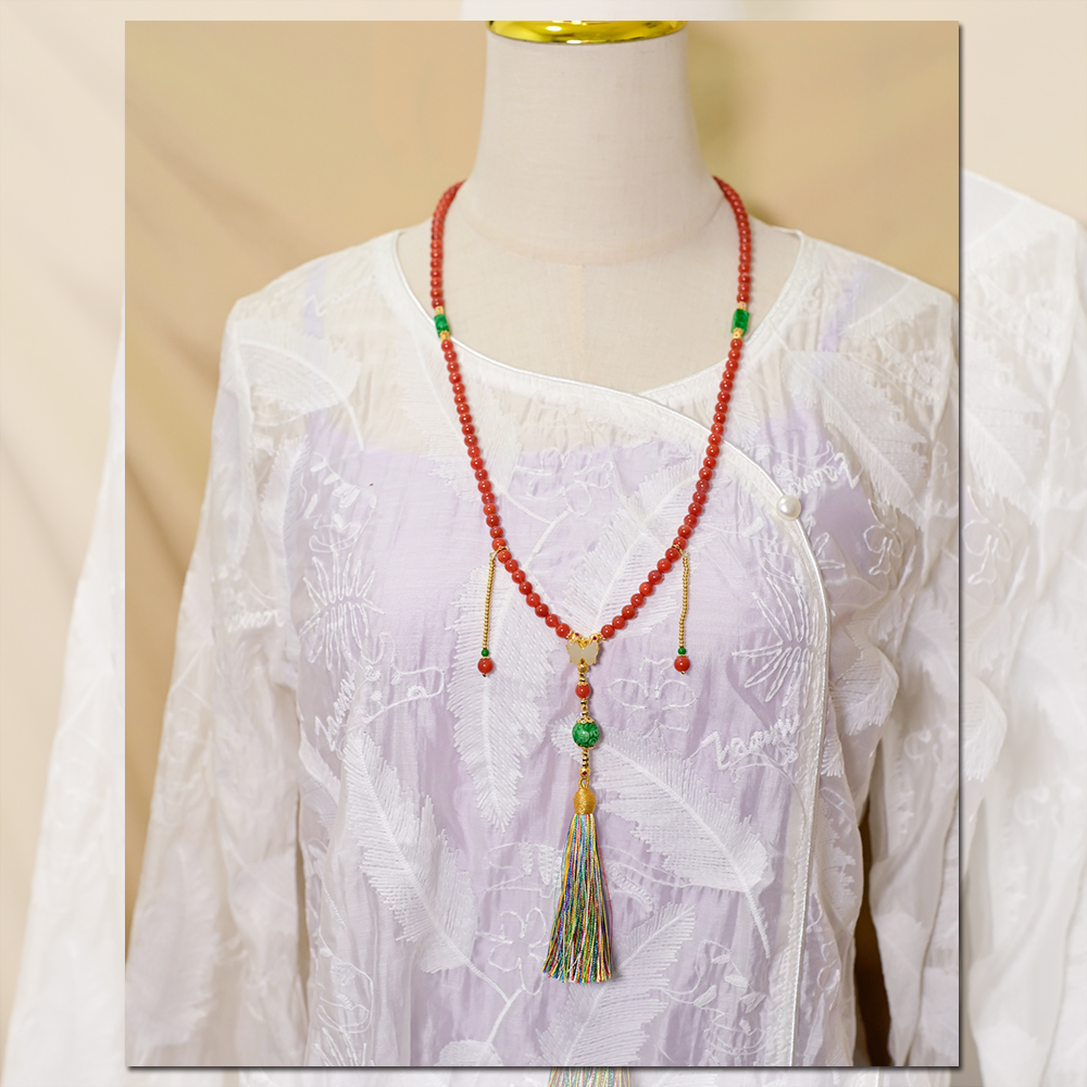 PIPISHOP 天然A货干青翡翠雕花方珠圆珠925银镀金南红玛瑙108款