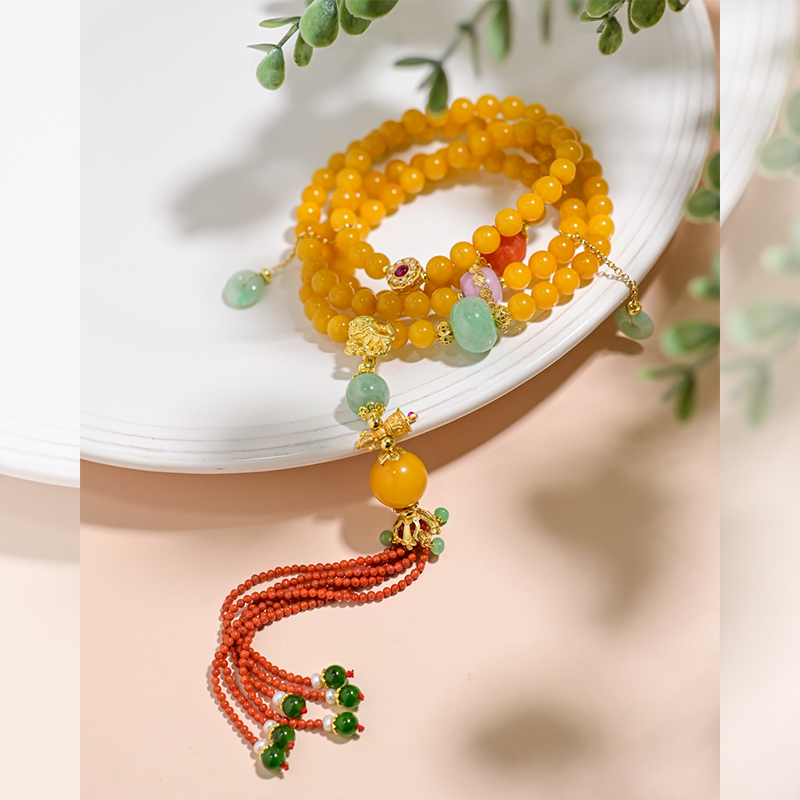 天然翡翠蜜蜡南红108款手串