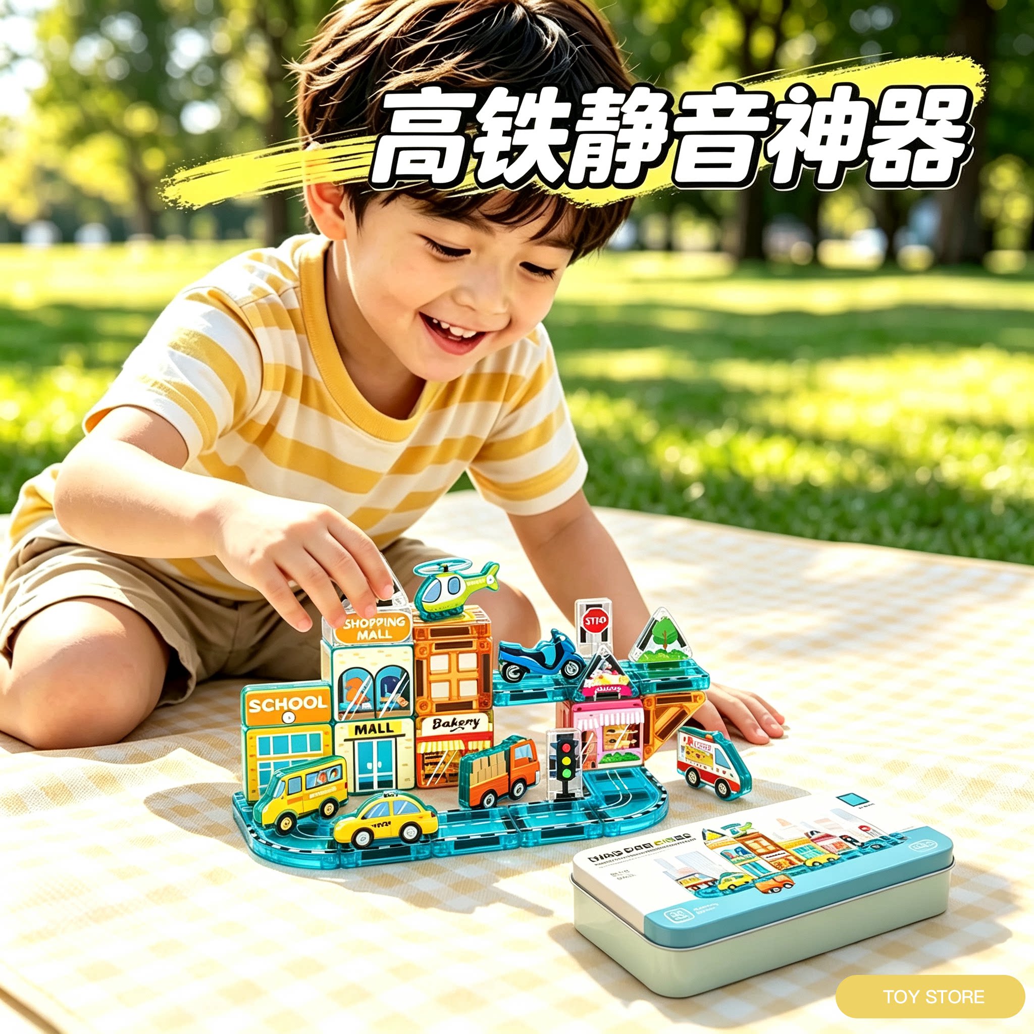 儿童mini磁力片街景高铁益智