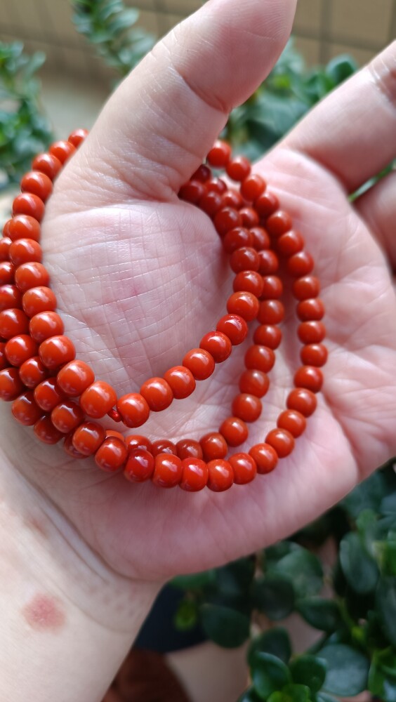 南红玛瑙保山料滴水洞老型珠水润柿子红满肉满红三圈绕文玩女手串