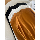 弹力百搭显瘦半高领长袖 超舒服双面磨毛棉软糯打底衫 女秋冬季 上衣