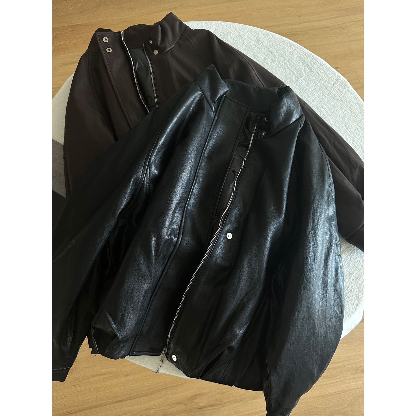 高级感皮质羽绒服女加厚立领外套