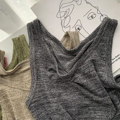 纯色软糯弹力工字休闲风背心