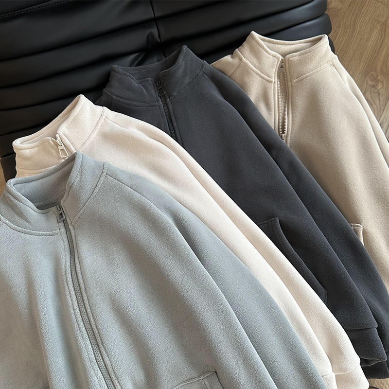 双面绒立领拉链外套摇粒绒卫衣