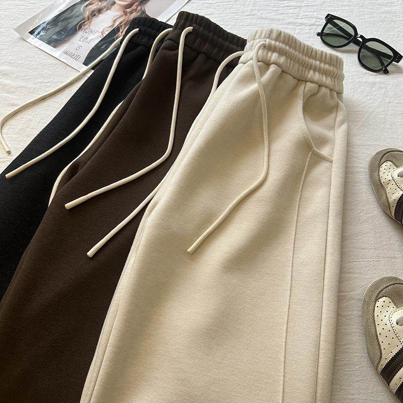纯色醋酸含羊毛阔腿裤女秋冬新款加厚宽松垂感显瘦直筒裤拖地长裤,女装/女士精品,休闲裤,淘宝优惠券,粉丝福利购,淘宝优惠卷