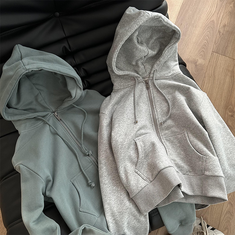 韩版毛圈棉小个子连帽卫衣