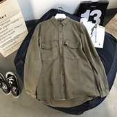 牛仔衬衫 2026春季 休闲宽松BF风复古做旧水洗天丝中长款 韩版 女 新款