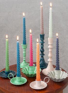 正品英国Rex London珐琅彩搪瓷烛台绿色粉色复古花朵烛台德国直邮